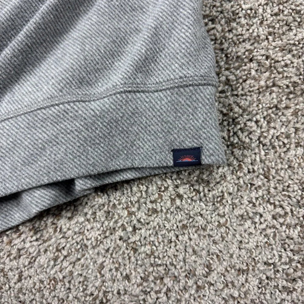 Faherty Sweater Mens 2XL Gray Herringbone 1/4 Zip Mock Neck Knit Pullover XXL